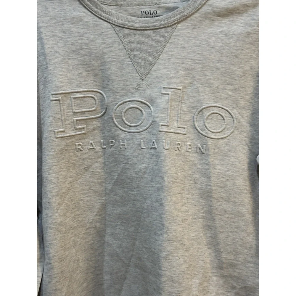 Polo Ralph Lauren Embossed Logo Double-Knit Sweatshirt light grey heather